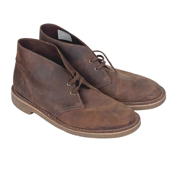 Clarks Mens 10.5 Chukka Desert Beeswax Brown Boots Leather Ortholite‎